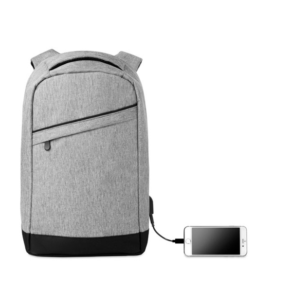 2 tone backpack incl USB plug Berlin - Grey