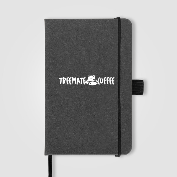 Carson 130 x 80 mm  Recycled Leather PU Notebook - Black / Silkscreen