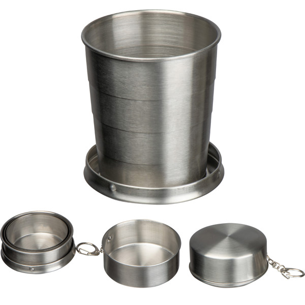 Foldable stainless steel drinking cup HEATHER - Silvergrey
