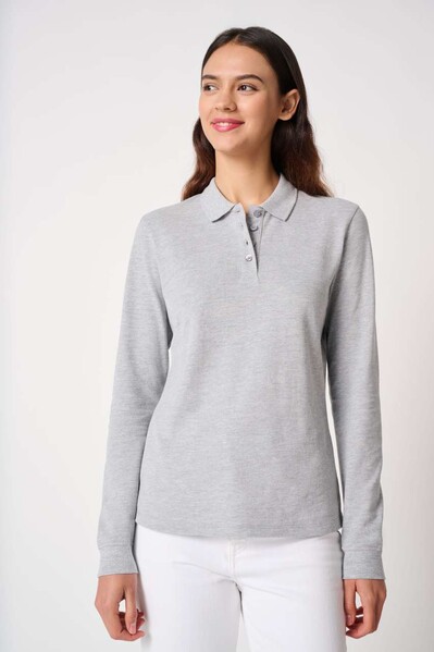 Ladies' Pique Long-Sleeves Polo Shirt - Ideal White / S