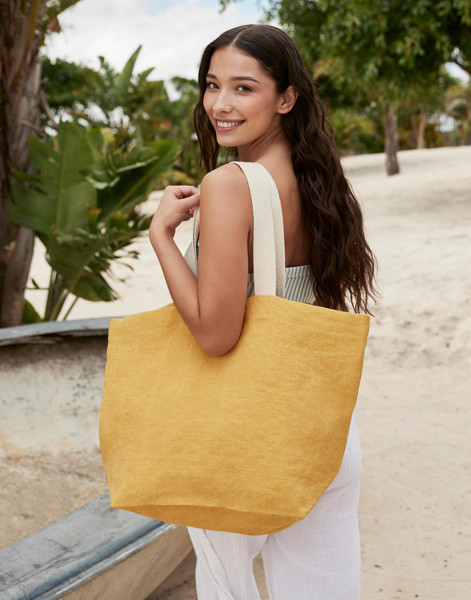Soft Washed Jute Beach Bag - Saffron / ONE SIZE