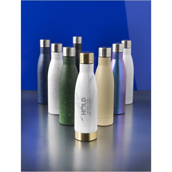 Bouteille isotherme Vasa tachetée sous vide avec couche de cuivre de 500 ml - Blanc