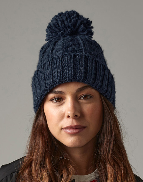 Cable Knit Melange Beanie - Black / ONE SIZE