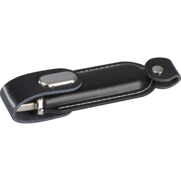 USB Stick with leather cover 4GB - Black