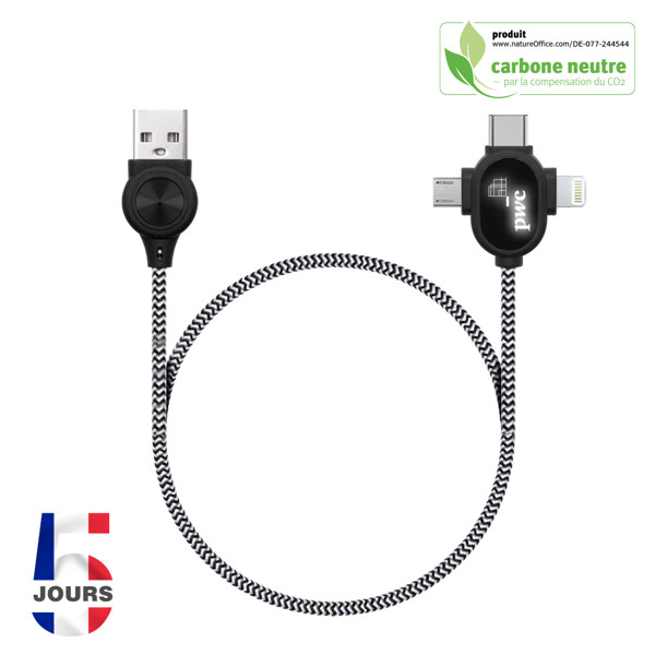 Lipanoi 6In1 Charging Cable Stock / Black / Silver