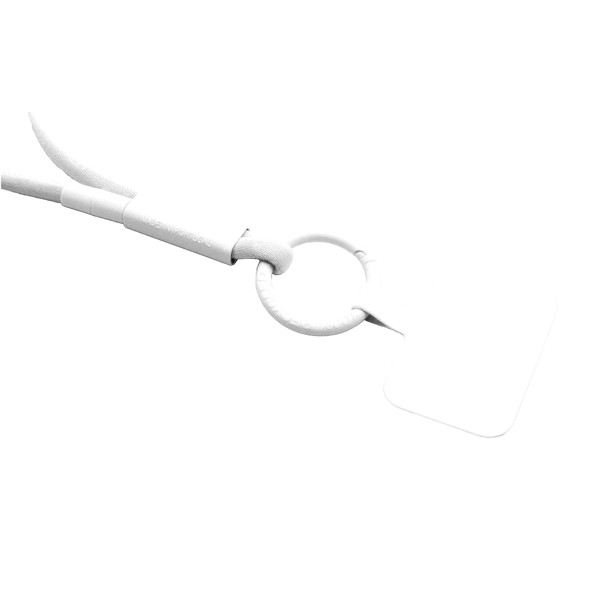 Lanyard con supporto per telefono e tubetto in plastica riciclata Tubyard - Bianco