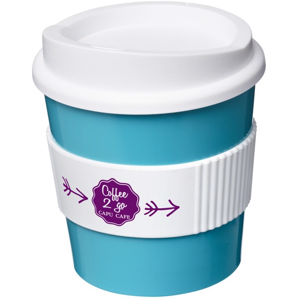 Gobelet Americano® primo 250ml avec bandeau antidérapant - Bleu aqua / Blanc