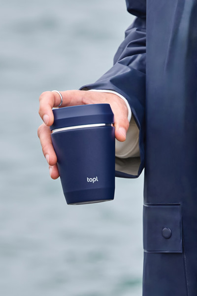Mug 235 ml avec couvercle 360 en acier recyclé Topl - Bleu Marine