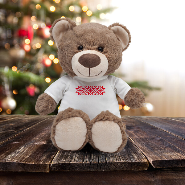 Big Teddy cuddly toy in Xmas T-shirt