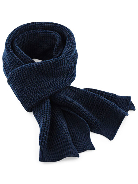 Classic Waffle Knit Scarf - Black