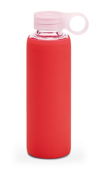 DHABI. Borosilicate glass sports bottle 380 mL - Red