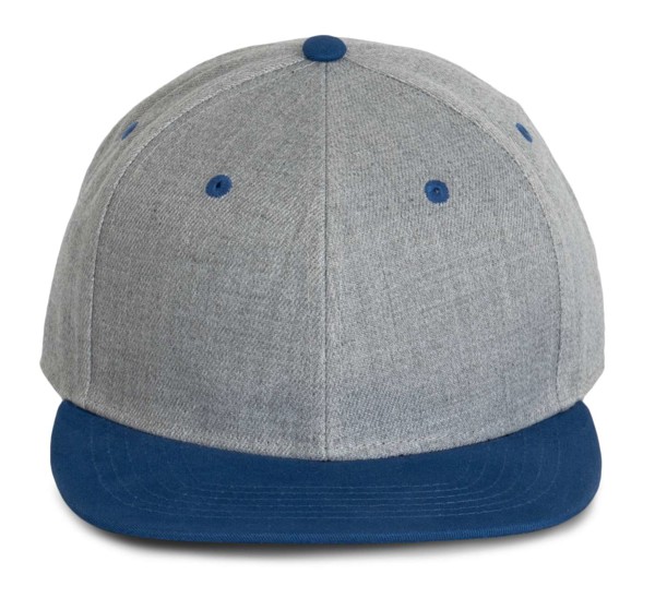 Snapback Cap - 6 Panels - Light Grey Heather / Royal Blue