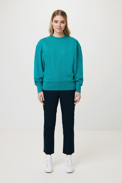 Sweater à col rond en coton recyclé Iqoniq Kruger - Verdigris / XS