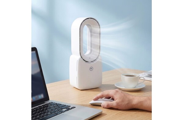 InSideOut Bladeless Soft Wind Fan Brislux with LED Light - White