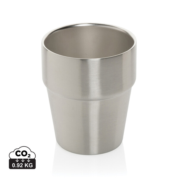 Hrnček s dvojitou stenou Clark 300ml z RCS recykl. ocele - Strieborná