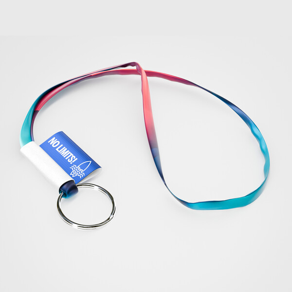 Polyester sublimation tubular lanyard with a full colour label - 10mm diameter / Ring hook