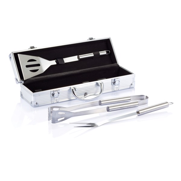 Set za roštilj od 3 dijela u aluminijskoj kutiji
