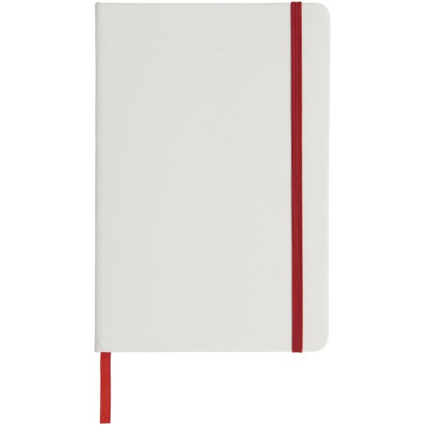 Carnet de notes blanc A5 Spectrum avec élastique de couleur - Blanc / Rouge