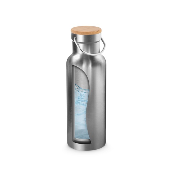 RAGNAR. Dvoustěnná vakuově izolovaná lahev z nerezové oceli (36 % recyklované), 570 ml - Saténově Stříbrná