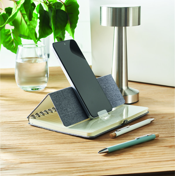 DIN A5-Notizbuch RPET Strata - Grau