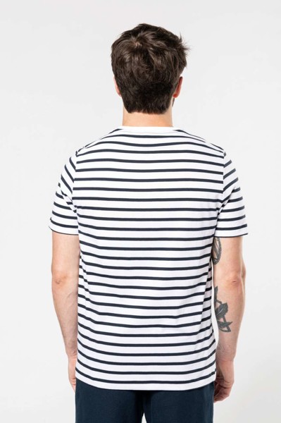 Striped Short Sleeve Sailor T-Shirt With Pocket - Striped White / Red / S