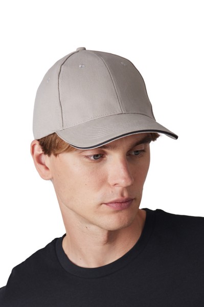 Cap With Contrasting Sandwich Peak - 6 Panels - White / Navy