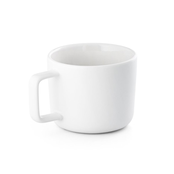 FANGIO. Tasse en céramique 230 mL avec couvercle et base en bambou - Blanc