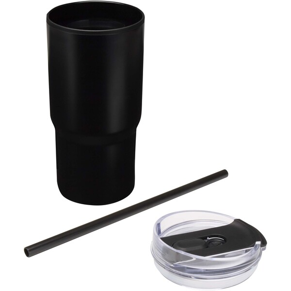 Westin 540 ml RCS recycled double wall insulated tumbler with straw - Black