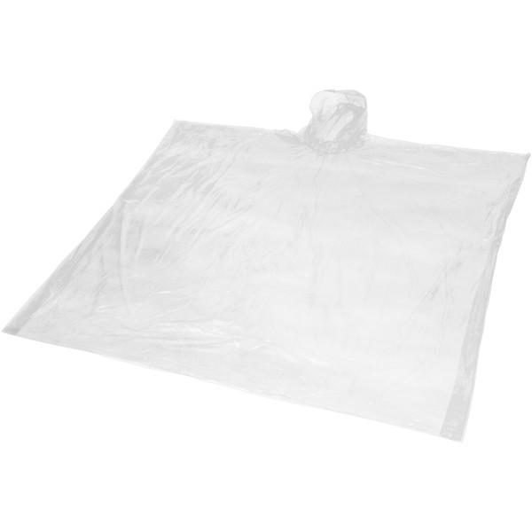 Poncho jetable pour la pluie Mayan recyclé certifié GRS avec pochette de rangement - Blanc