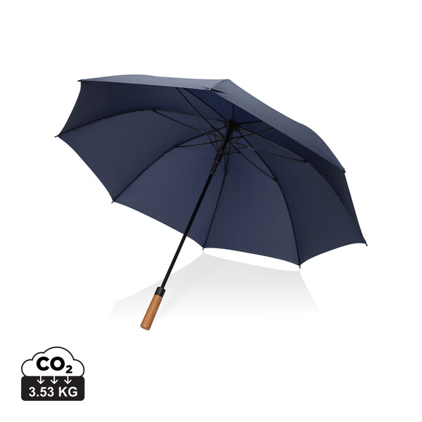 Parapluie 30" en rPET Aware™ et poignée en acacias - Bleu Marine
