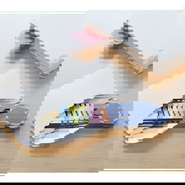 Memo holder, sticky notes, bookmark, notebook, ruler - brown