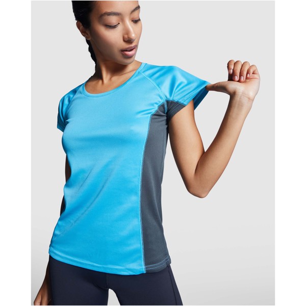T-shirt sportiva a maniche corte da donna Shanghai - Verde fluo / Nero / XL
