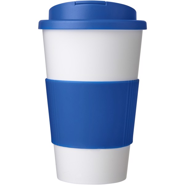 Tazza termica Americano® da 350 ml con impugnatura e coperchio ermetico - Bianco / Blu medio