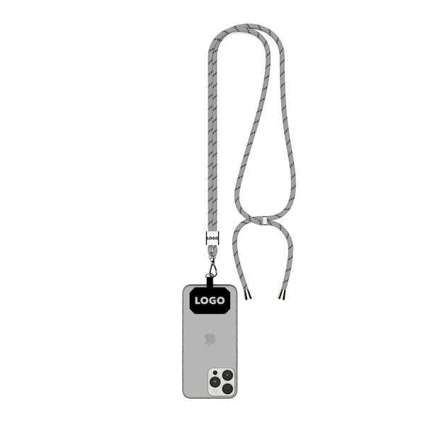 Crossbody 2-tone cord phone holder made of recycled polyester (rPET) - Cool Grey 6 C / Black / Silver accessories