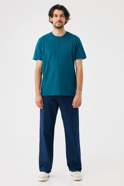 Tričko IQONIQ Brett z recykl. bavlny - Dark Teal / XS