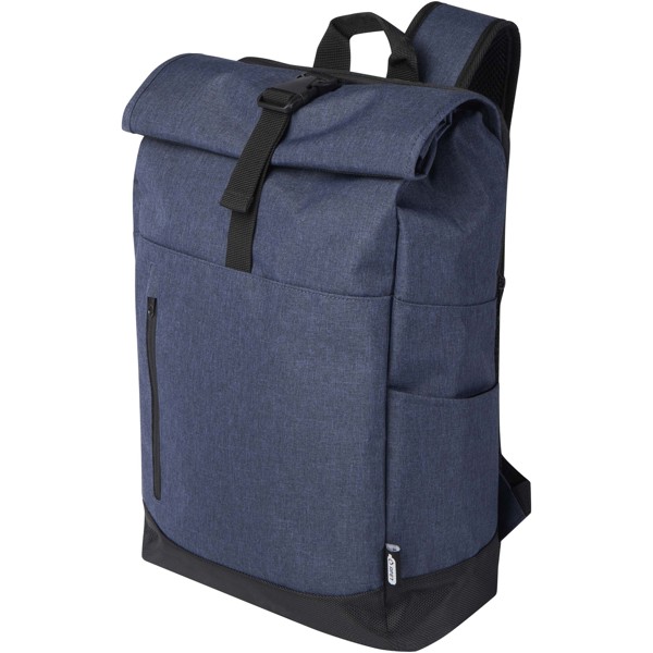 Sac à dos Libra recyclé GRS avec rabat enroulable pour ordinateur portable de 15,6" 12L - Bleu cobalt