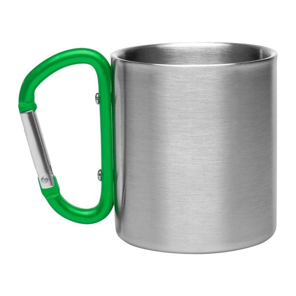 Metal mug 210 ml with carabiner clip | Easton - green