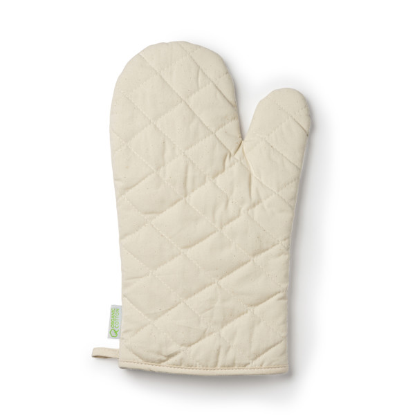 Manopla de cocina personalizada de algodón orgánico con cinta para colgar