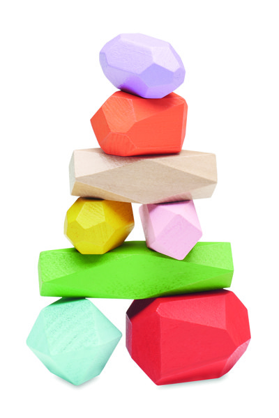 8 stacking wood rocks in pouch Dolmen