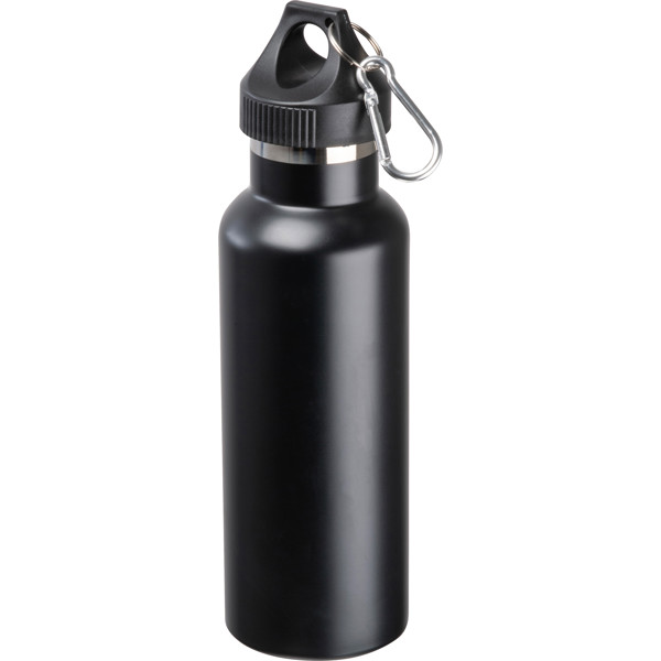 Vacuum flask, matt, 500ml with carabiner NICOLAS - Black