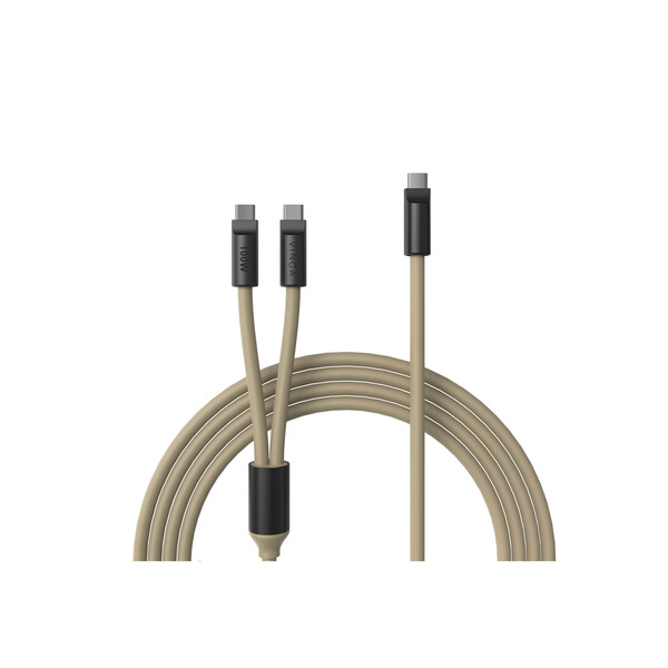 VINGA Baltimore silicone multi charging cable (C+2C) - Greige