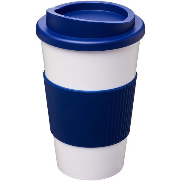 Gobelet isolant Americano® 350ml avec bandeau antidérapant - Blanc / Bleu