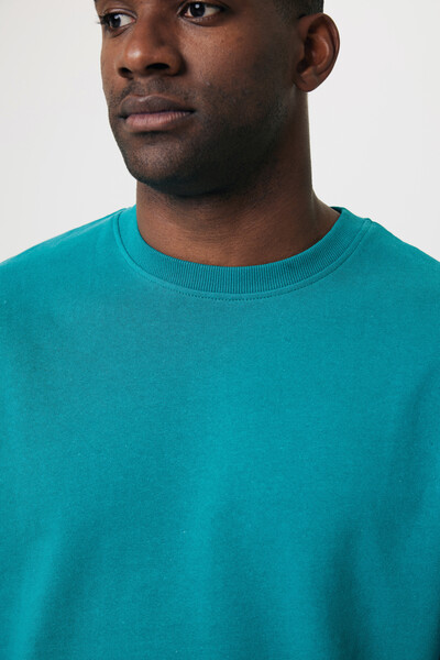 Mikina Iqoniq Kruger relaxed fit z recykl. bavlny - Verdigris / M