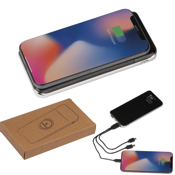 Wireless powerbank - 8000 mAh SEBASTIANO - Black