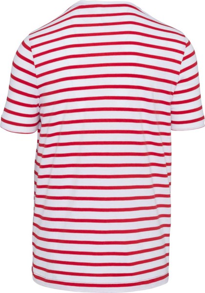 Striped Short Sleeve Sailor T-Shirt With Pocket - Striped White / Red / S
