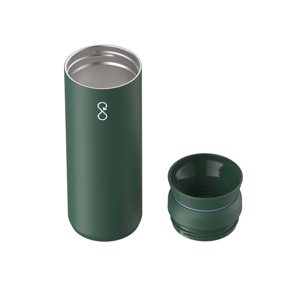 Copo de aço inoxidável reciclado Ocean Bottle Peak Brew 590 ml - Verde floresta