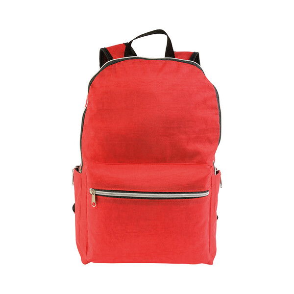 420D Nylon 4-Pocket Backpack (Two Mesh Side Pockets With Zipped Closure). Straps - Red