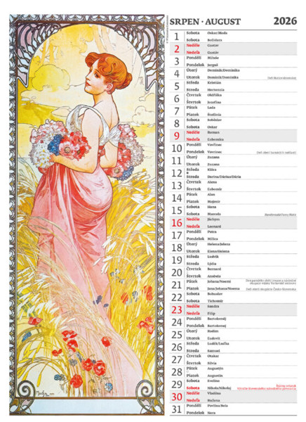 Nástěnný kalendář Alfons Mucha 2026
