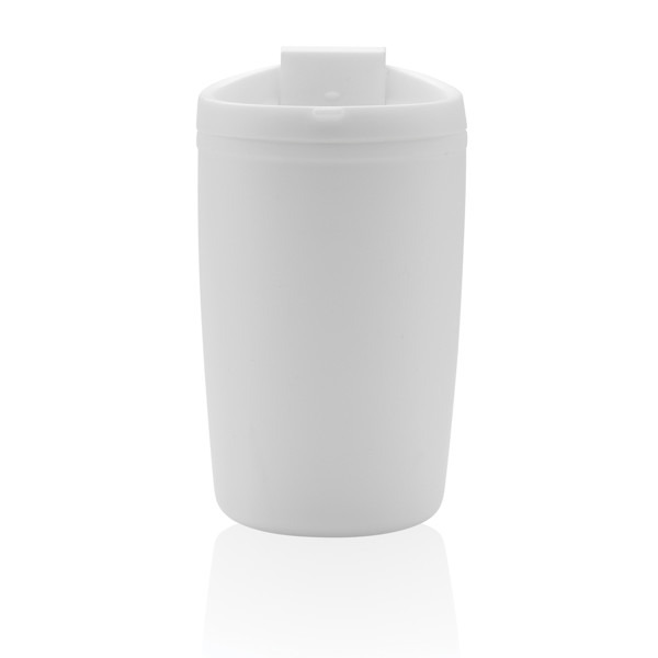 GRS Recycled PP tumbler with flip lid - White