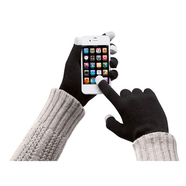 Tacto touchscreen gloves, acrylic, stainless tips - Black